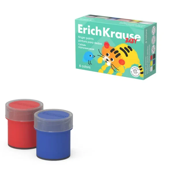 Гуашь пальчиковая ErichKrause Baby с Алоэ Вера, 6 цветов × 20 мл