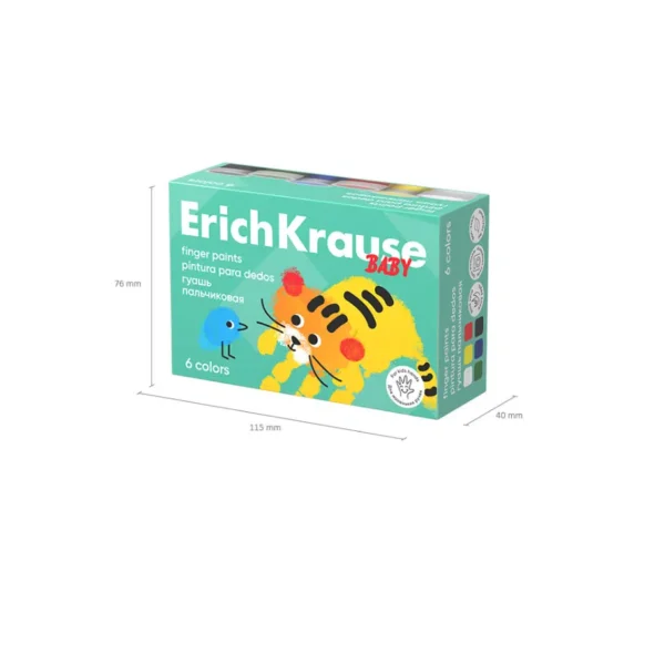 Гуашь пальчиковая ErichKrause Baby с Алоэ Вера, 6 цветов × 20 мл
