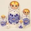 Матрешка Гжель белая 5 кукольная