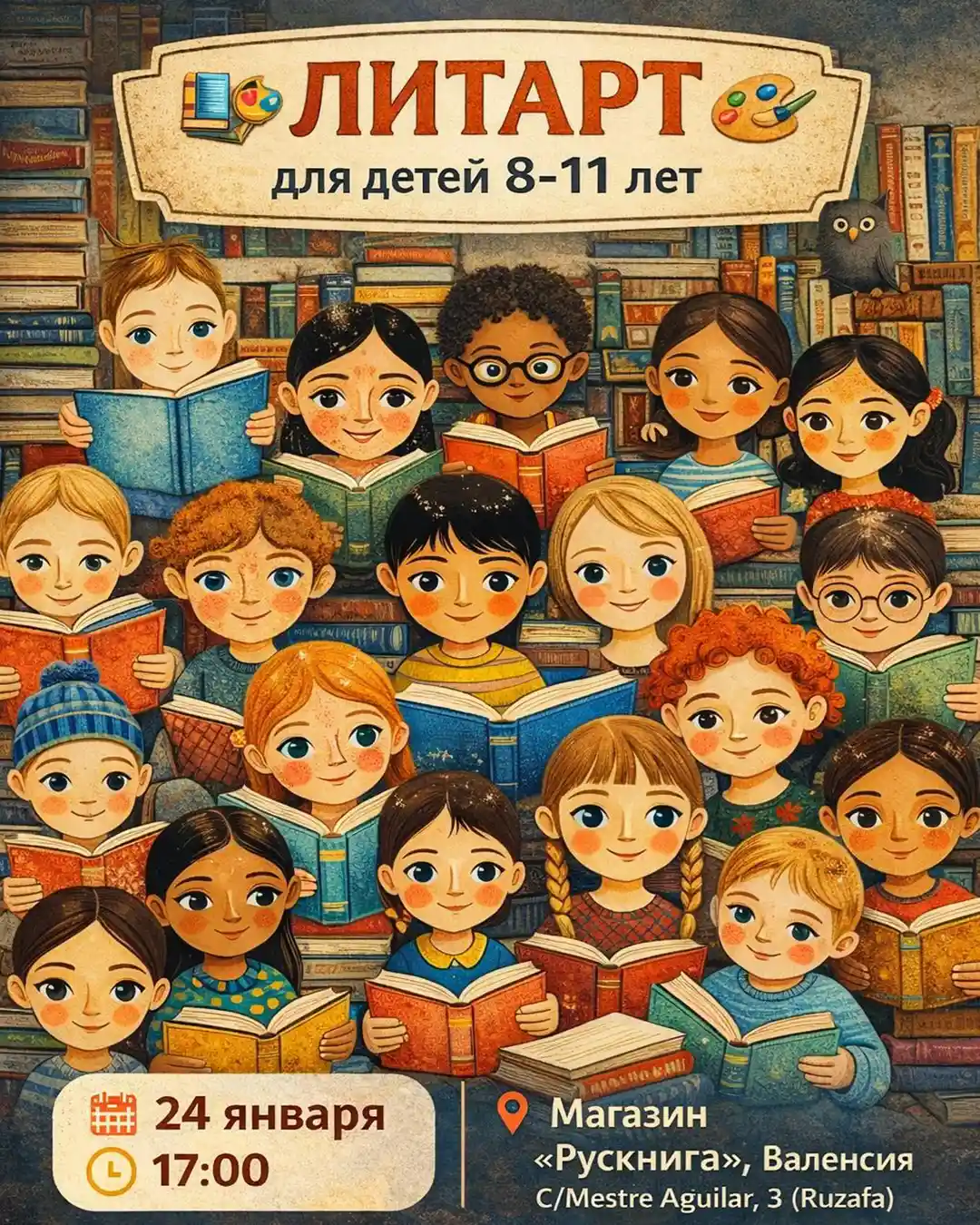 24 января — Литарт для детей 8–11 лет в магазине Рускнига. Валенсия