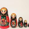 Матрешка Незабудка черный платок 5 кукольная