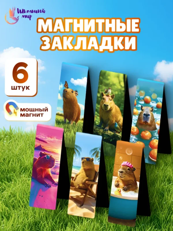 Магнитные закладки для книг и учебников Капибара